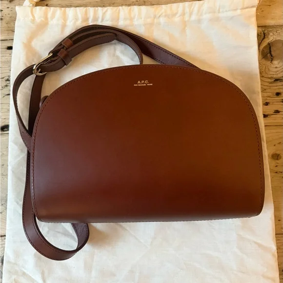 A.P.C. Demi Lune Rich Brown Crossbody Bag - Picture 2 of 6